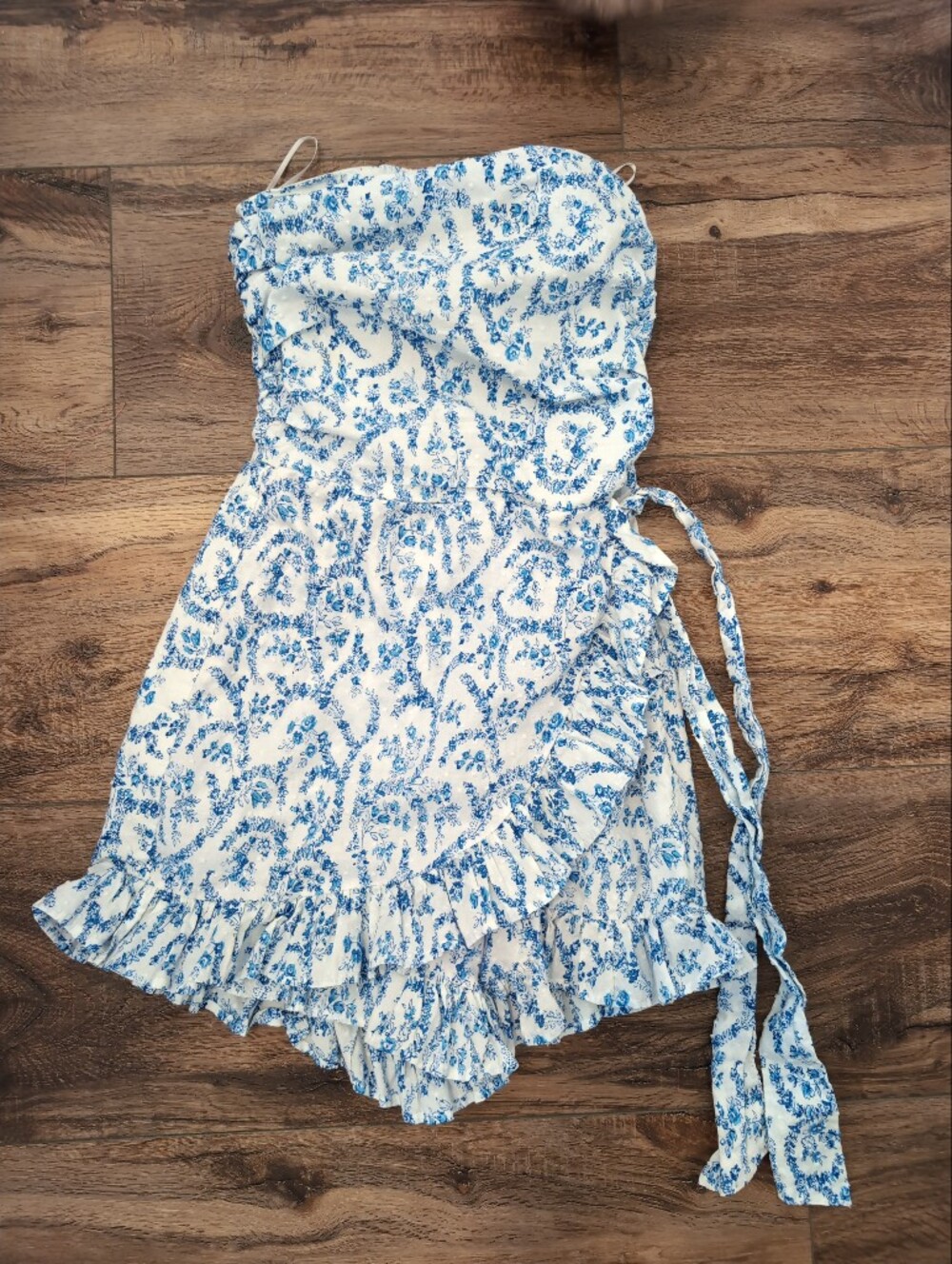 Olivaceous Strapless Women's Blue Floral Dress